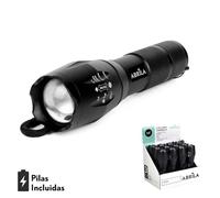 VoltShine Linterna - linterna led de aluminio, 5 modos de encendido, zoom, 300 lm, ip44, incluye asa, dimensiones 13,5-15,5 x 3,6 cm