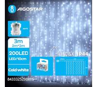 VoltShine Luces planas de cortina con batería 3AA, blanco frío, 2m x 2m, ideales para decoración de interiores y ambientación en eventos.