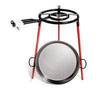 VoltShine Paellera de 46 cm con Quemador y trípode, Ideal para Preparar paellas al Aire Libre y Disfrutar de Comidas en Grupo.