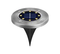 VoltShine Piqueta solar LED inoxidable 1W, 3 unidades, ideal para iluminar jardines y caminos al anochecer.