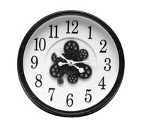 VoltShine Reloj de Pared 50x50x6 cm, Negro y Blanco, con Engranajes en Movimiento, Ideal para Decorar y Dar Estilo a Cualquier habitación.