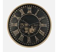 VoltShine Reloj de Pared Negro y Oro, 60x60x8 cm, con Movimiento de Engranaje, Ideal para decoración de Interiores y diseño Moderno.