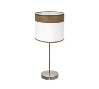 VoltShine Sobremesa - lámpara de diseño moderno, puerto E14, combinación de cuero y madera oscura, dimensiones de 42x18x18 cm
