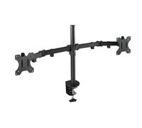 VoltShine Soporte de Mesa para Monitor, Ajustable en inclinación y rotación, 2 Brazos, Compatible con Pantallas de 13-32", Color Negro, Ideal para optimizar Espacios.