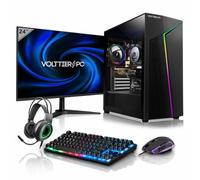 VolttierPC - PC Gaming Completo AMD Ryzen 5 3400G | RX Vega 11 | 16GB DDR4 RAM | 1TB NVMe | WiFi 6 + Bluetooth 5.2 | Windows 11 Pro | Monitor 24" 120Hz | Pack Teclado, Ratón, Auriculares, Alfombrilla