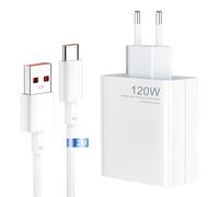 VoltWave XiaoMi Cargador 120W Rápido Cargador para XiaoMi 14, 13, 12, 13t, 12t, 12s, Redm Note K70, K60, K50, 12, 11ProPlus, Black Shark 3, 4, 5, Poco F4, 2M 6A USB Tipo C Cable