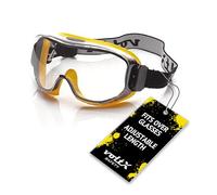 voltX DEFENDER ULTRA Gafas de seguridad con ventilación indirecta, lentes CLEAR con sello de ajuste ceñido y hebilla con banda ajustable para la cabeza, CE EN166BT, certificación EN170, lente UV400