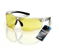 voltX Gafas bifocales de seguridad para lectura 'CONSTRUCTOR ULTIMATE' CE EN166FT - Bifocales Ciclismo Deportivo - Lente UV400 - (dioptría 2.5, Montura Transparente, Lentes Amarillas)