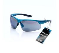 voltX Gafas bifocales de seguridad para lectura CONSTRUCTOR ULTIMATE' (montura azul, lentes de espejo azules Dioptría +3.0) CE EN166FT, Bifocales Ciclismo Deportivo PREMIUM - UV400