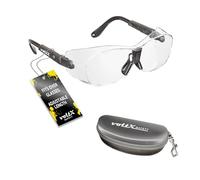 voltX 'RETRO COMPACT OVERGLASSES' Con estuche - Pequeño/Mediano tamaño, seguridad industrial Overspecs-CE EN166ft certificado, (lente transparente) - antifog, rasguño resistente, protección UV