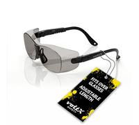 voltX 'RETRO COMPACT OVERGLASSES' - Pequeño/Mediano tamaño, seguridad industrial Overspecs-CE EN166ft certificado, (lente Ahumado/Gris) -antifog, rasguño resistente, protección UV