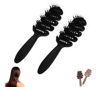 Volumizing Boar Bristle Hair Brush, Smoothing Dual-Style Hair Brush with Fluff-Up, Soft Bristles Brush for Thin and Fine Hair, Minimizes Frizz and Flyaways, Restore Shine (Black,2pcs)
