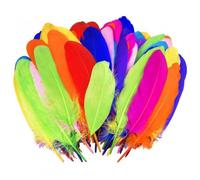 Volumoon 100 Piezas Plumas Naturales, Manualidades Plumas de Colores, Bricolaje Atrapasueños, Plumas para Manualidades para Ropa, Accesorios, Disfraces Hats, Decoración De Fiestas 15-20CM