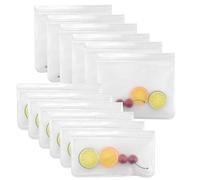 Volumoon 12 Piezas Bolsas Alimentos, Bolsas Congelacion Zip, Bolsas de Almacenamiento Reutilizables, Silicona sin BPA para Verduras, Frutas, Líquidos y Sándwiches 19 x 22 CM, 12 x 22 CM