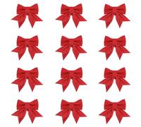 volumoon 12 Piezas Lazos de Navidad, Lazos de Lentejuelas, Adornos Arbol Navidad, Decoración Navidad, Decoración de Regalos para Guirnalda Embalaje, Decoración Árbol Navidad (Rosso)