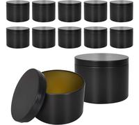 Volumoon 12 tarros de metal negro para velas, recipientes vacíos de 8 oz para la producción