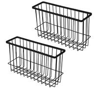 volumoon 2 Piezas Cesta de Almacenamiento de Pared Autoadhesiva, Organizador de Gabinete de Cocina, Cesta de Metal Colgante Sin Perforación, Caja de Almacenamiento para Refrigerador, Armario, Baño