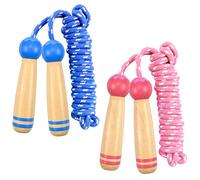 Volumoon 2 Piezas Comba de Saltar Ajustable, Cuerda para Saltar con Mango de Madera 245CM, Jumping Rope, Salto Cuerda Multijugador, Comba para Niños, Fitness, Pérdida de Grasa, Actividad al Aire Libre