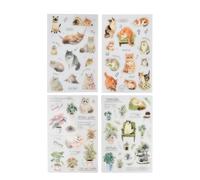 Volumoon 2 Piezas Pegatinas Scrapbooking, Stickers Aesthetic, Animados Lindo Gato Impermeable Pegatinas, Plantas Stickers, Stickers Decorativas para Albumes DIY, Tarjetas, Sobres, Bullet Journal (B)