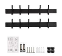 volumoon 2 Piezas Percheros Pared,Perchas de Montaje en Pared,Percheros Pared con 5 ganchos, Percha Pared para Cocina Baño, de pared de madera para dormitorio, Entrada, Baño, Negro