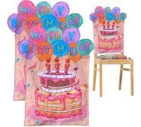 Volumoon 2 PZ Cubierta De La Silla De Cumpleaños, Cubierta de Silla de Cumpleaños para Pasteles, Cubierta de la Silla de Cumpleaños, Fundas Decoraciones para Sillas De Fiesta Hogar (A)
