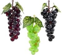volumoon 3 Piezas Decoración de UVA Artificial, Uvas Artificiales Surtidas, Decoración de plástico Uvas, Frutas de Realista Uvas, Uvas Artificiales para Fotografía Decoración Accesorios de Frutas