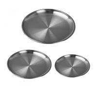 volumoon 3 Piezas Platos de Acero Inoxidable, Bandeja Redonda, Estables de Acero Inoxidable, Platos Redondos de Metal para Picnic, Camping, Hogar(20cm/23cm/26cm)