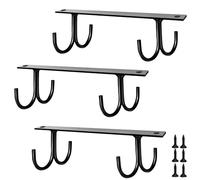 volumoon 3 piezas soporte tazas, ganchos para tazas, Colgador para Tazas, soporte para tazas Debajo del Gabinete con 12 tornillos para tazas de café, vasos de cerveza y utensilios de cocina (Negro)