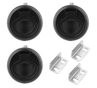 volumoon 3 Piezas Trampilla para Botes, Flush Pull Latch Lock, Pestillo de Escotilla Rasante, Anillo Manija Flush Pull Hatch Locker Latch, Cerradura Empotrada Redonda para Gabinetes/Cajones/Muebles