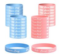volumoon 30pcs Pulseras de Silicona Gender Reveal, Pulsera de Silicona para Revelación de Género, Pulsera Team Boy y Team Girl, para Gender Reveal Baby Shower Fiesta Decoración, Azul y Rosa