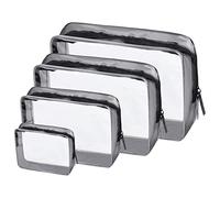 Volumoon 4 Pcs Bolsas de Aseo Transparente, Neceser Viaje, Neceser Impermeable, Kit de Viaje para Avión, Bolsa de Maquillaje PVC, Bolsas Portátil de Maquillaje, Bolsa de Cosmético Organizador
