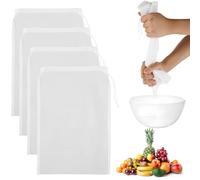 volumoon 4 Piezas 200 Mesh Bolsa de Filtro de Leche, Nylon Malla Fina, Bolsas de Filtro de Nailon, con cordón, Colador de Tela, Colador de Cocina para Leche de Soja, Zumo, Café, Cereales, Té, 20x30CM