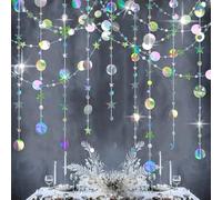 volumoon 4 Piezas Guirnaldas Láser, Guirnalda de Papel, Guirnalda de Estrellas Lunares, Pancarta de Fondo, Guirnaldas Brillante, Guirnalda Fiesta, Decoración Colgante para Fiesta