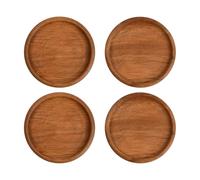 volumoon 4 Piezas Platos de Madera para Velas, 8.6cm Posavasos de Madera de Acacia para Velas, Portavelas de Madera, Platos de Candelabros, Soporte Posavasos Redondos, Bandeja Decorativa para Velas