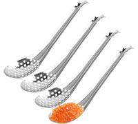 Volumoon 4pcs Cuchara de Caviar, Cuchara Molecular de Acero Inoxidable, Cuchara con Agujeros, Cuchara de Servir Con Agujeros, Cuchara para Servir, Cuchara Ranurada para Hogar Cocina Restaurante