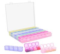 volumoon 56 Compartimentos Caja Organizadora, Almacenaje Plastico Transparente, Organizador de Joyas, Caja de Bordado de Diamantes para Cosmetica, Nail Art, Cuentas, Anillos, Aretes (7 Colores)