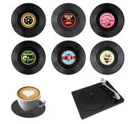 volumoon 6 Pieces Posavasos de Discos de Vinilo, Posavasos Retro Vintage, Posavasos Personalizados, Posavasos de Vinilo Antideslizantes, Posavasos para Bebidas Retro para Café/Té/Cerveza