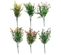 Volumoon 6 Piezas de Flores Artificiales, Flor Falsa Decorativas, Flores Artificiales Resistentes a los Rayos UV, Plantas Artificiales Exterior, Decoracion Flores de Plastico para Fiestas en el Jardín