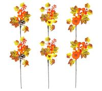 volumoon 6 Piezas De Ramas de Hojas de Arce Artificiales Ramas Artificiales de Hojas de Arce Calabazas para Jarrones Ramas Artificiales de Hojas de Arce Calabazas para Cosecha, Acción de Gracias