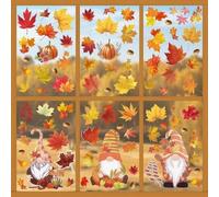 Volumoon 6 Piezas Pegatina Ventana de Acción Gracias Otoño, Pegatinas Decoración Hojas Arce Otoñal, Decoración para Ventanas Autoadhesivas