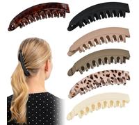 Volumoon 6 Piezas Pinzas Tipo Banana, Soporte Fuerte para Cola de Caballo, Sujeción Fuerte para Coletas, Pinzas para el Pelo de Plátano para Cabello Grueso, Mujeres y Niñas(Seis Colores)