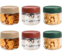 volumoon 6pcs 280 ml Tarros de Vidrio Con Tapa de Rosca, Tarros de Overnight Oats, Recipientes de Cristal, Tarros de Almacenamiento para Alimentos, para Yogur, Chutney, Especias, Cereales, Nueces