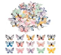 Volumoon 72 Piezas Mariposa Cake Adornos, Adornos Comestibles para Cupcakes, Mariposas Decorativas 3D Comestible, Adornos para Mariposas Magdalenas para Fiestas, Cumpleaños, Aniversarios (Multicolor)
