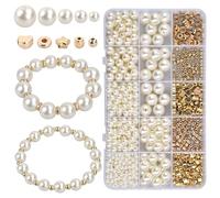 volumoon 720 Piezas Cuentas de Perlas Blancas, Perlas de Imitación, Abalorios para Hacer Pulseras, Redonda Cuentas con Agujero, Cuentas Espaciadoras, Cuentas Perlas para Manualidades Pulseras Collares