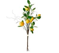Volumoon 8 Cabezas Amarillas Falsas Lemon Twigs, Decoración de Limón Falso, Limones Artificiales de Frutas, Limones Falsos Amarillos de Imitación, Ramas de limón Artificial, Decoración Hogar