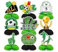 Volumoon 9 Piezas Decoración de Fútbol, Centros de Mesa Tipo Panal de Fútbol, Panal Nido Abeja 3D, Centros Mesa Fútbol Decoración Temática, Decoración de Mesa para Niños, Fanáticos del Fútbol