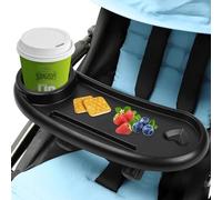 volumoon Bandeja Universal para Cochecito, Bandeja Aperitivos para Cochecito con Portavasos, Extraíble Antideslizante Accesorio de Carrito de Bebé, para Cochecitos con Reposabrazos (Negro)