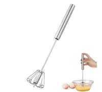 volumoon Batidores de Huevos, 30 cm Batidor Manual Semiautomático de Acero Inoxidable, Batidor de Mano Multifunciónal para Cocinar, Batidor de Tipo Empujón para Espumar, Mezclar, Hornear (Plata)