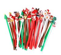 volumoon Bolígrafo Navideño, 50 Piezas de Bolígrafos de Tinta de Gel de Navidad, Muñeco de Nieve de Dibujos Animados Reno de Santa Rotulador de Árbol de Navidad