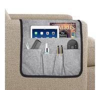 Volumoon Bolsa de Almacenamiento para Reposabrazos de Sofá Organizador para Reposabrazos de Sillas, Antideslizante, 5 Bolsillos, para Teléfono Ipad Revistas Control Remoto de Tv Anteojos (Gris)